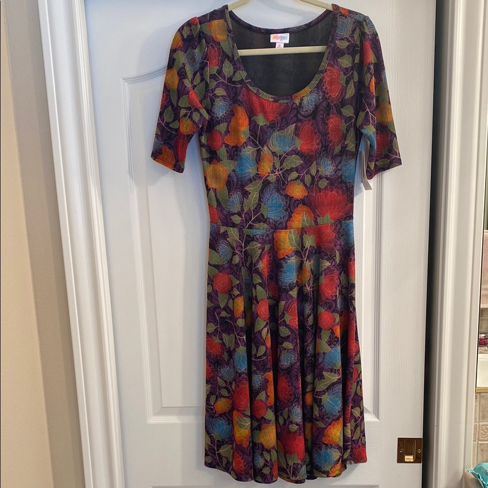 LuLaRoe Red and Orange Nicole Dress